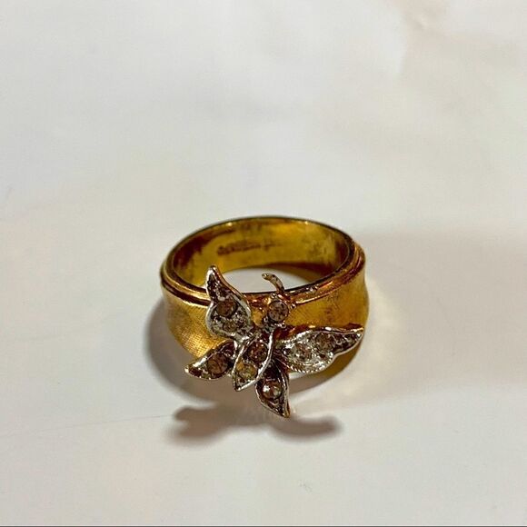 Vintage Joe Esposito ESPO 18KHGE Butterfly Ring Sz 5 Gorgeous